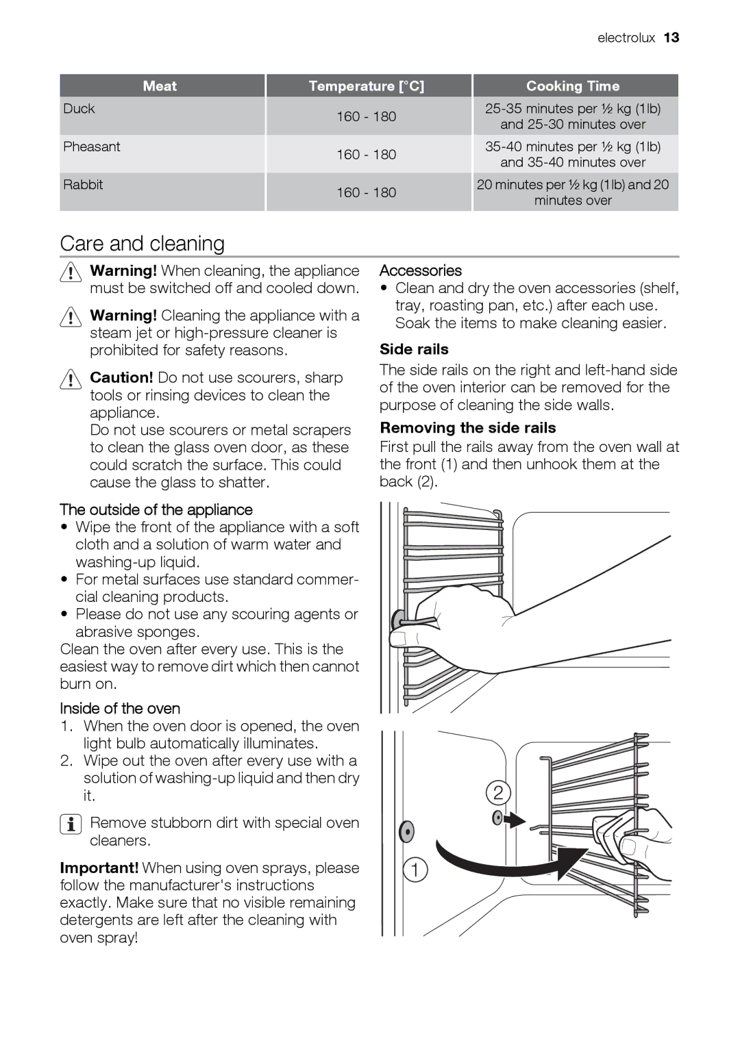 Electrolux EOD33003 user manual Care and cleaning 