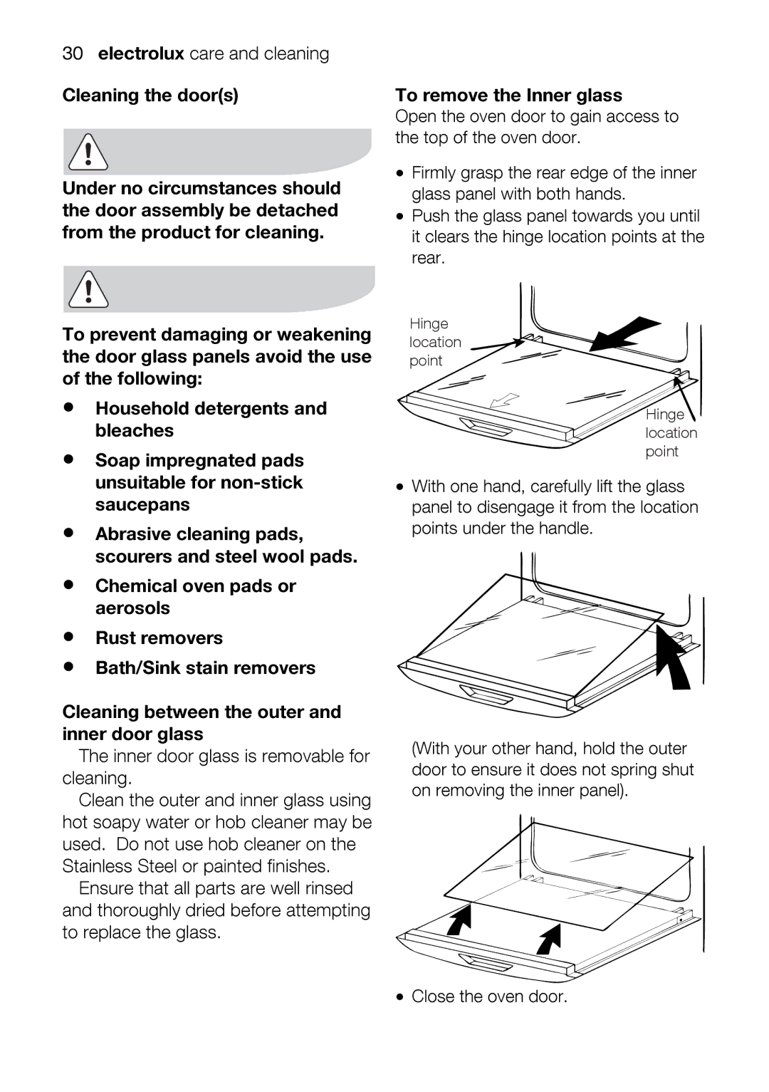 Electrolux EOD43102 user manual 30Cleaning electroluxthedoorscareandcleaning, Padsr 