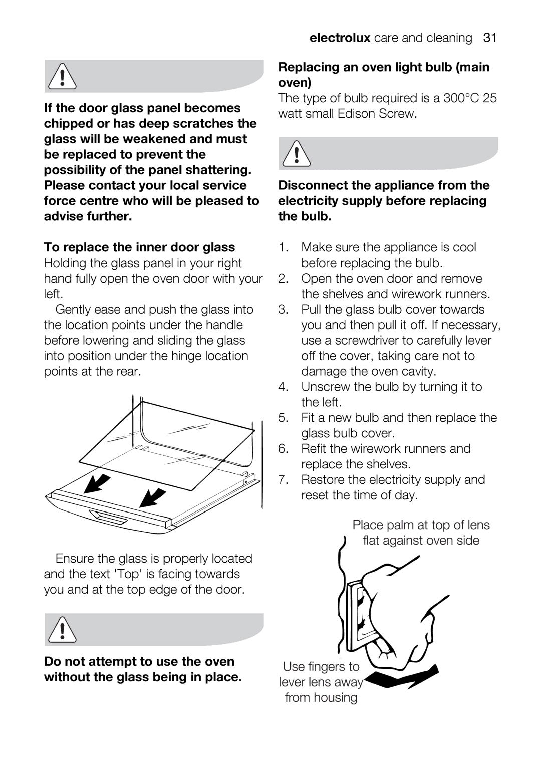 Electrolux EOD43102 Pointsattherear, Bulbby Hand, Theloc, AndthetextTopisfacingowards, Intopositionunderthehingelocation 