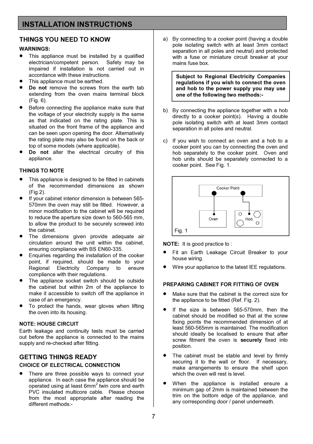 Electrolux EOD5310 manual Installation Instructions, Things YOU Need to Know, Getting Things Ready 