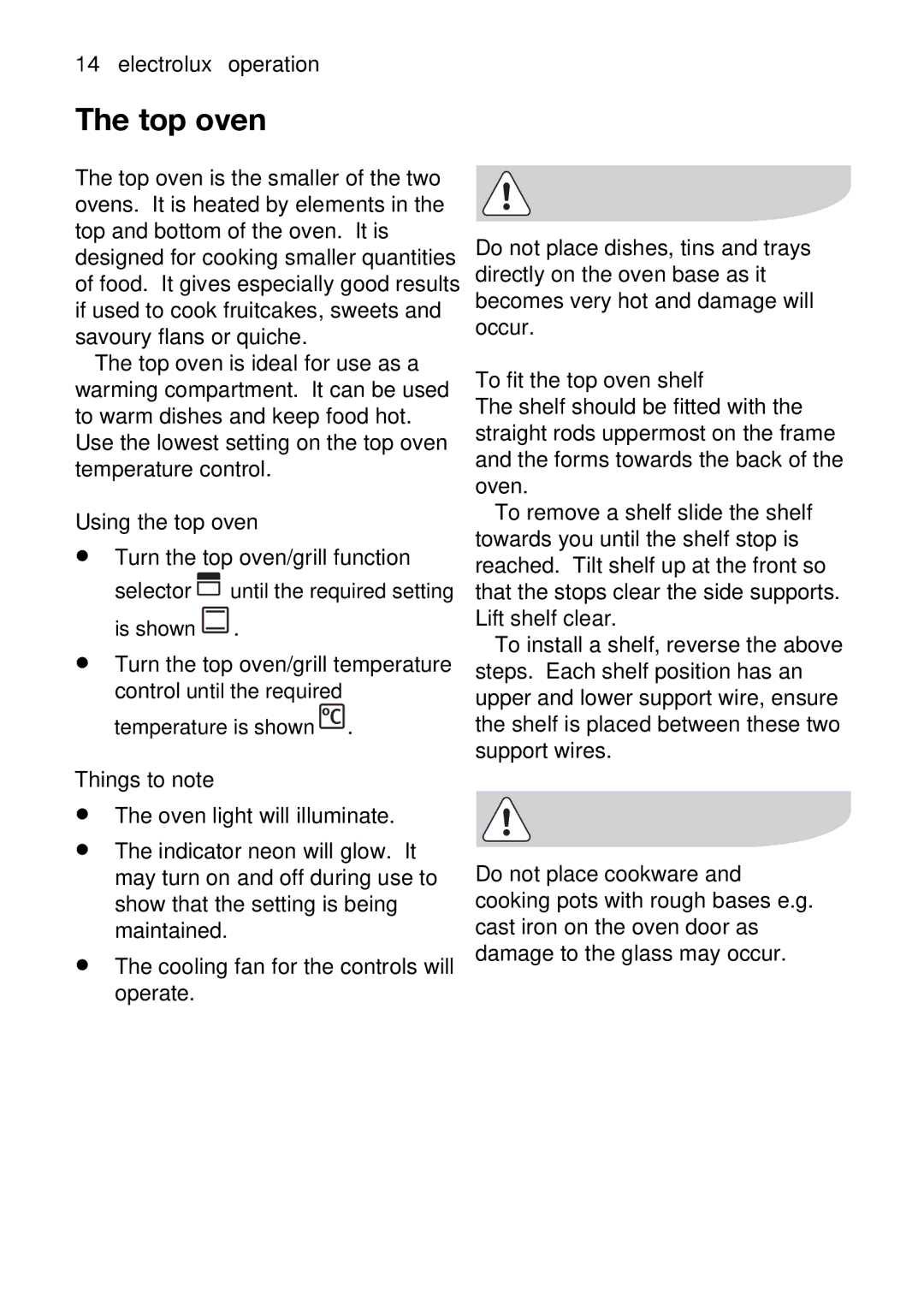 Electrolux EOD63142 user manual Theovenlightwillilluminate, Reched.Tiltsh, Liftps.Echshshelfpositionhasa 