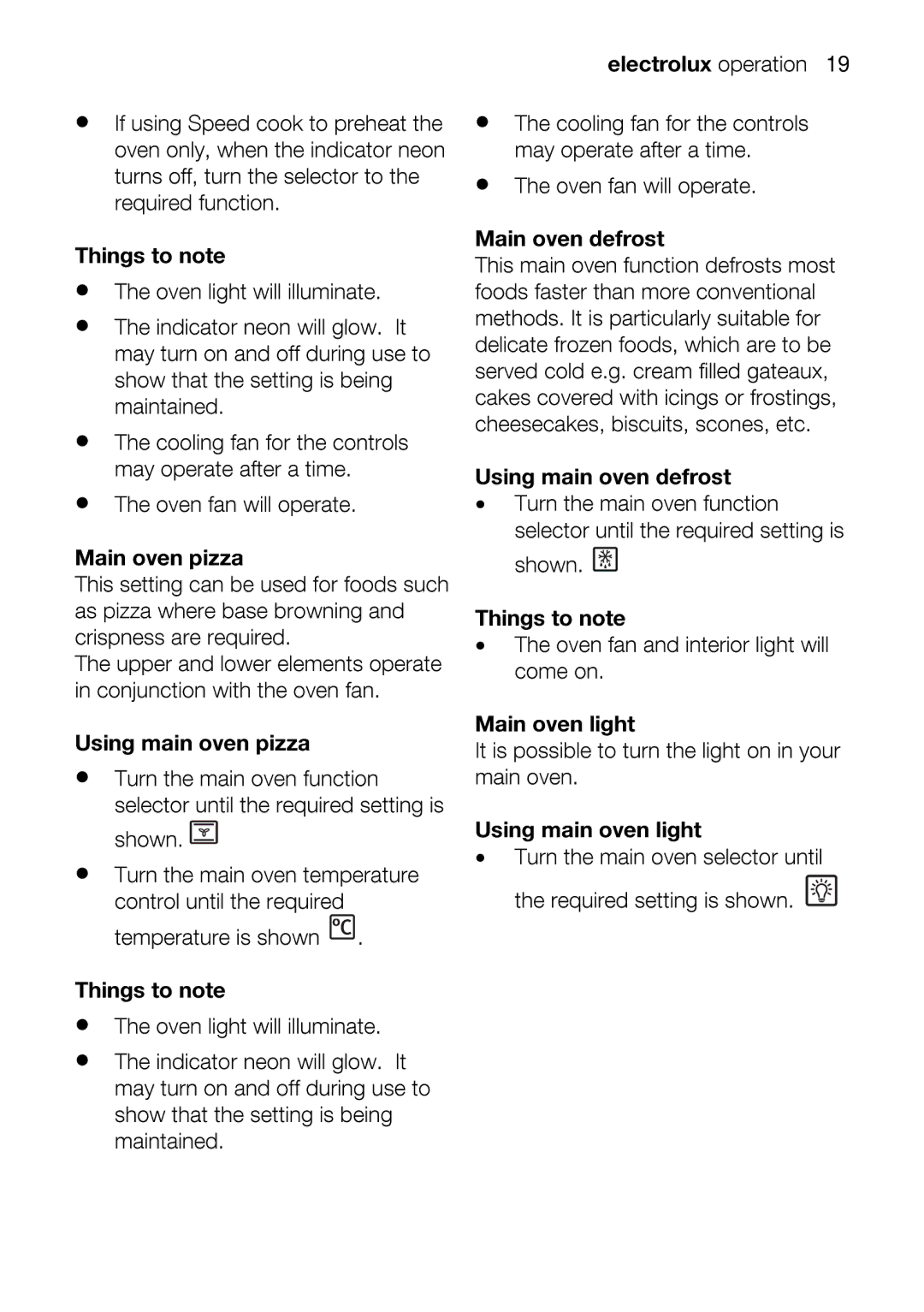 Electrolux EOD63142 user manual Ovenfanwill, Eovenlightwillilluminate, Therequiredsettingisshown 