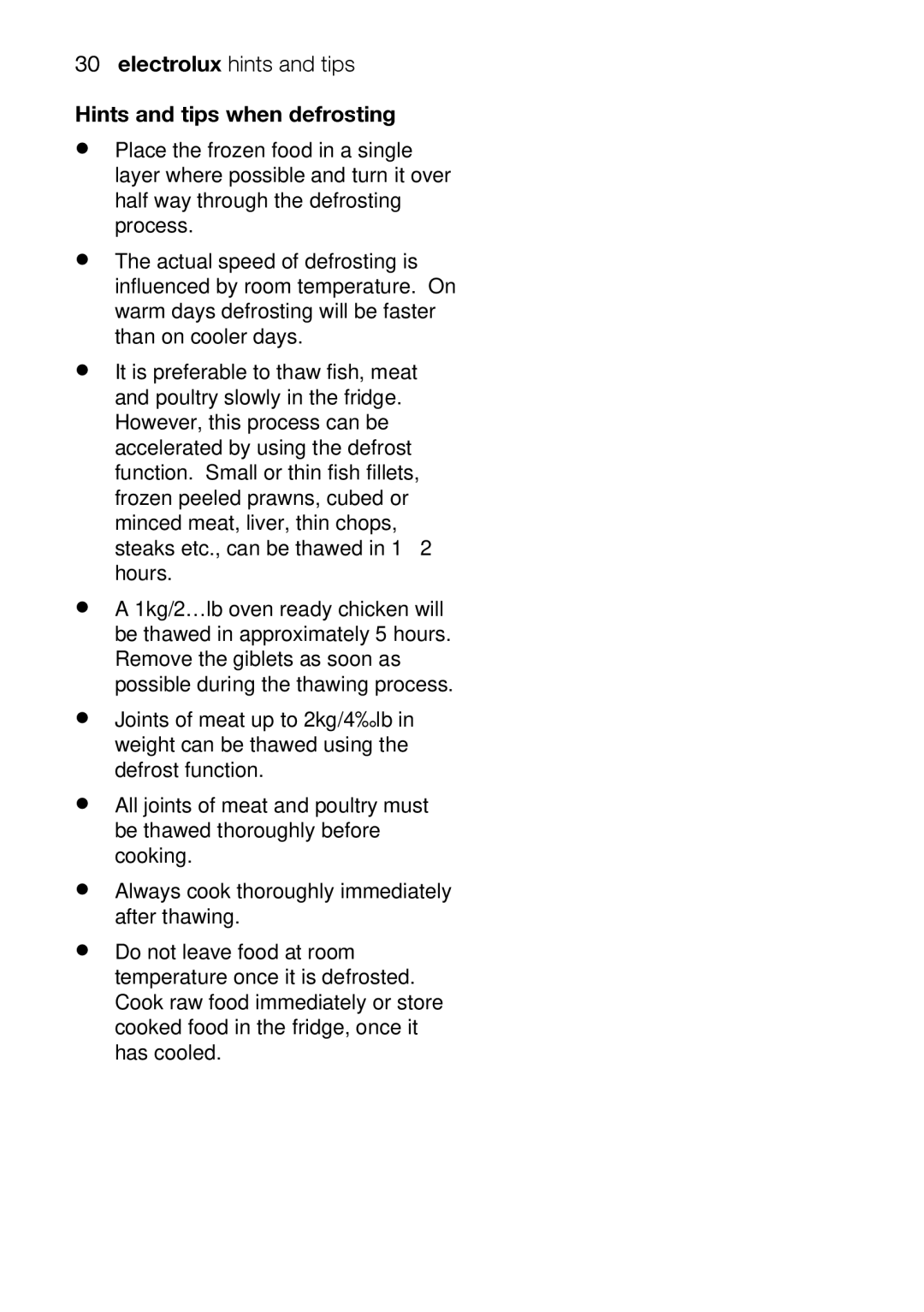 Electrolux EOD63142 user manual Hints30electroluxandtipswhenhintsanddefrostingtips 