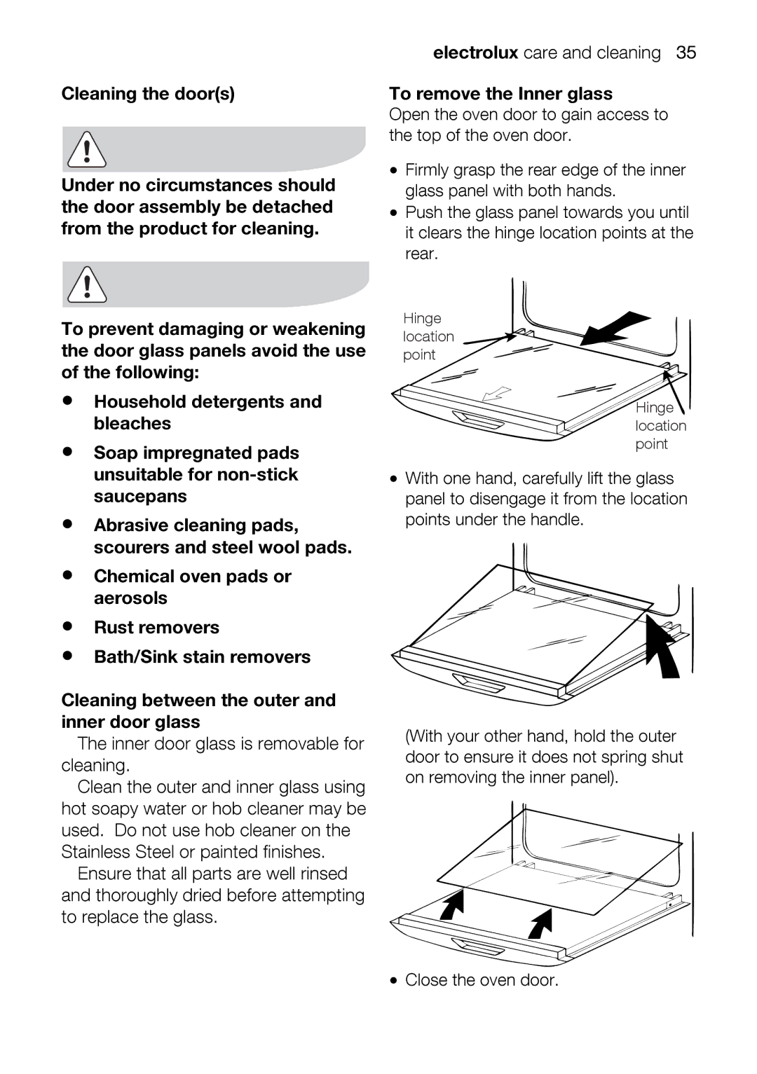 Electrolux EOD63142 user manual Cleaning thedoors, Padsr 