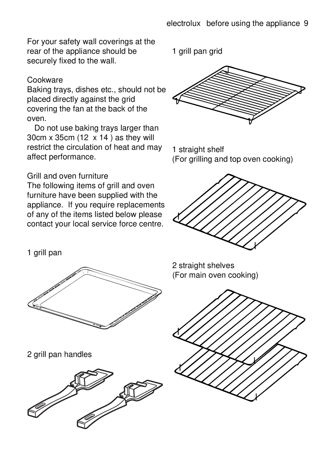 Electrolux EOD63142 user manual Affectperfrmance, Ofanyoftheitemsli stedbelow, Rearoftheapplianceshouldbe 