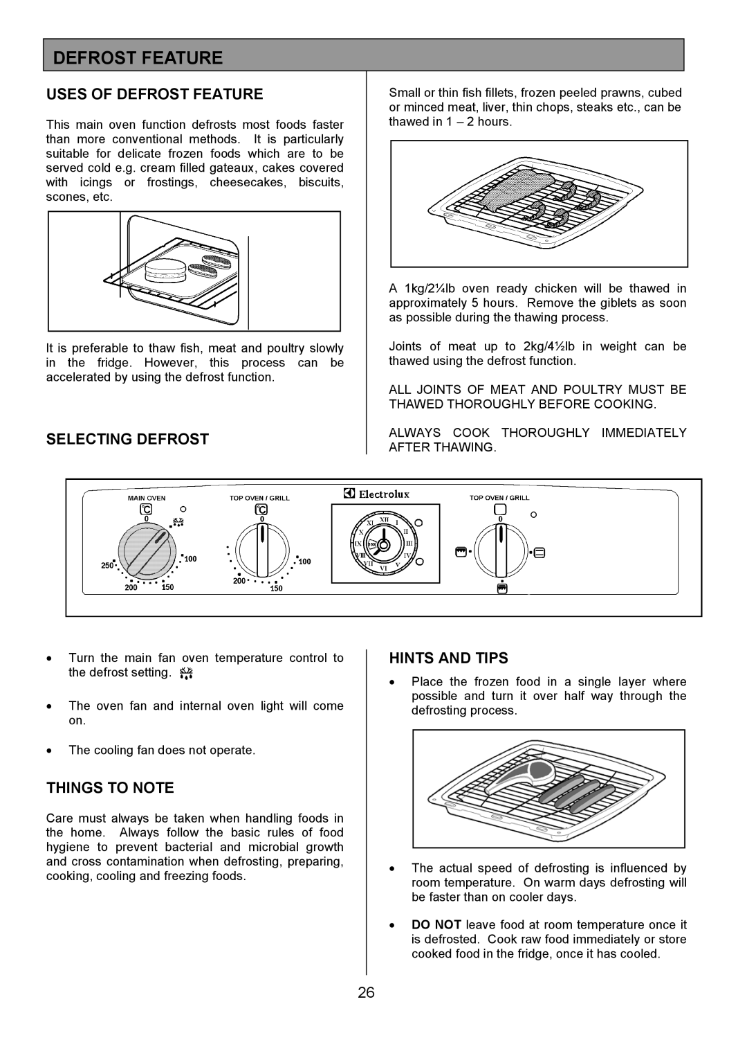 Electrolux EOD6365 manual Uses of Defrost Feature, Selecting Defrost 