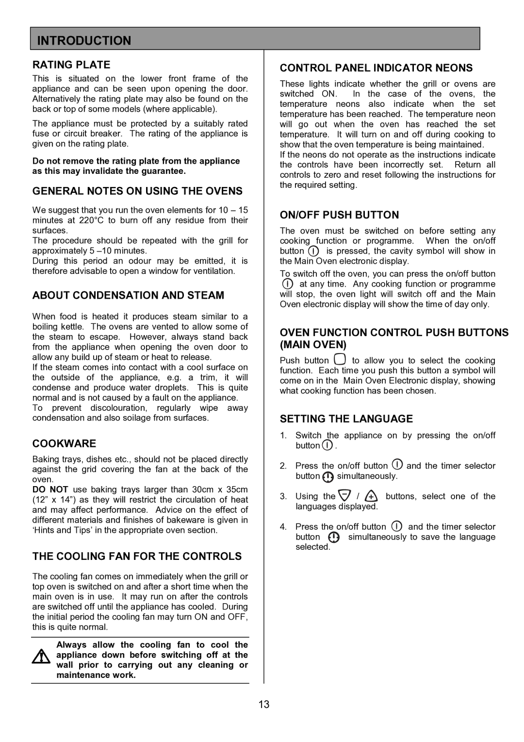 Electrolux EOD6390 manual Rating Plate, General Notes on Using the Ovens, About Condensation and Steam, Cookware 