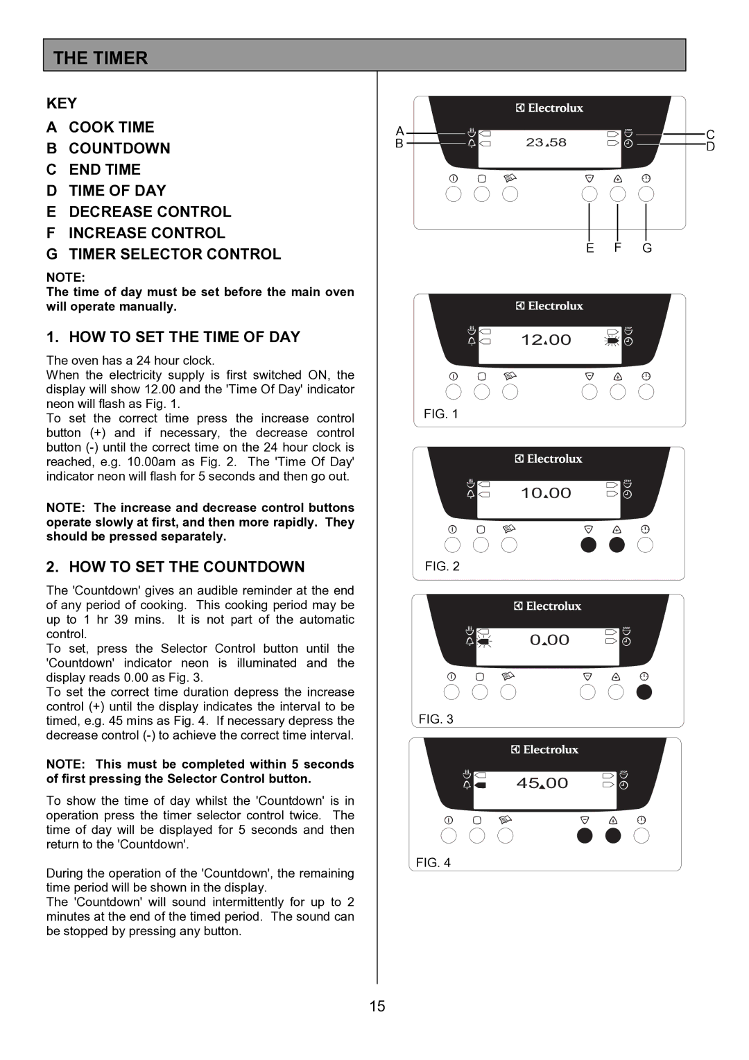 Electrolux EOD6390 manual Timer, HOW to SET the Time of DAY, HOW to SET the Countdown 