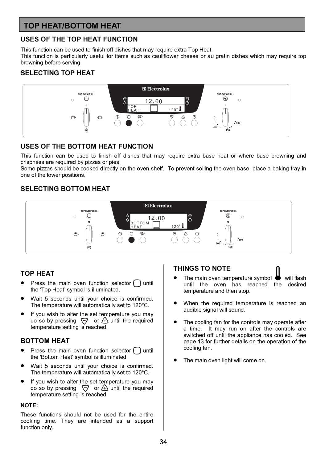 Electrolux EOD6390 manual TOP HEAT/BOTTOM Heat 