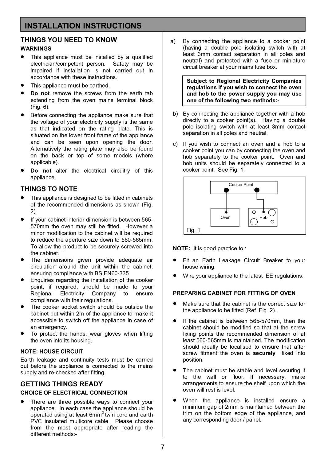 Electrolux EOD6390 manual Installation Instructions, Things YOU Need to Know, Things to Note, Getting Things Ready 