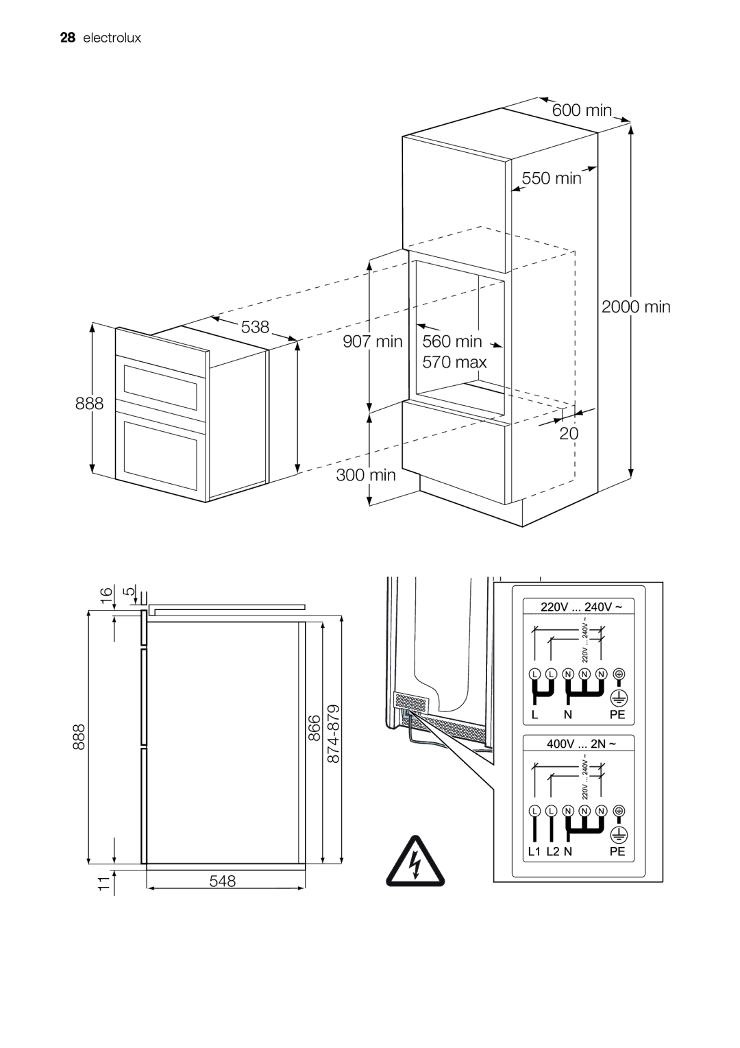 Electrolux EOD67043 user manual 888, 570 max, 866 548 