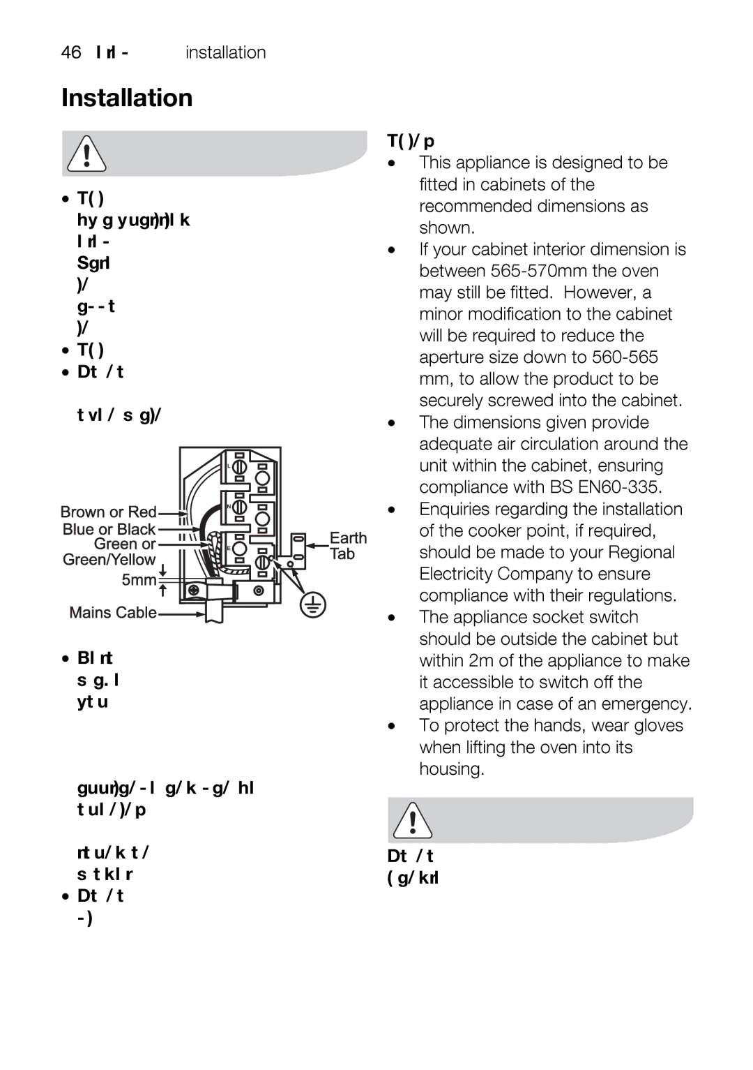 Electrolux EOD67642 user manual Installation46electroluxinstallation, Beforeconnectingtheppliance 