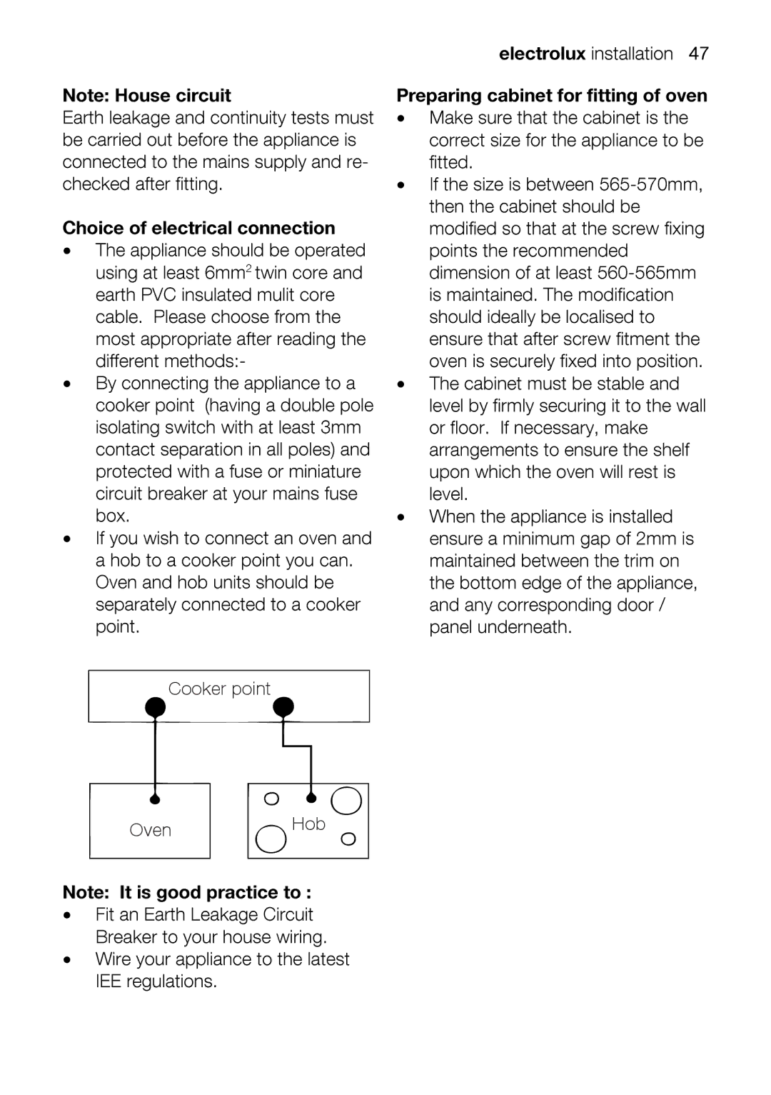 Electrolux EOD67642 user manual Electroluxinstallation47, Preparingcabinetforappliancefittigofoven 