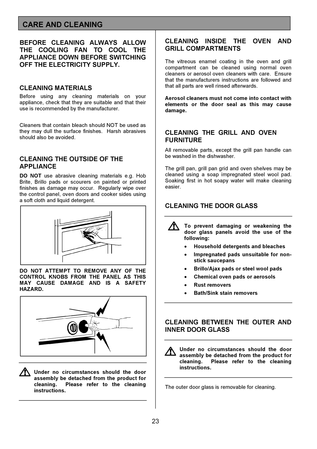 Electrolux EOD980 manual Care and Cleaning 