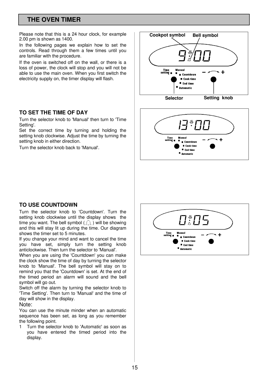 Electrolux EOD983X manual Oven Timer, To SET the Time of DAY, To USE Countdown 