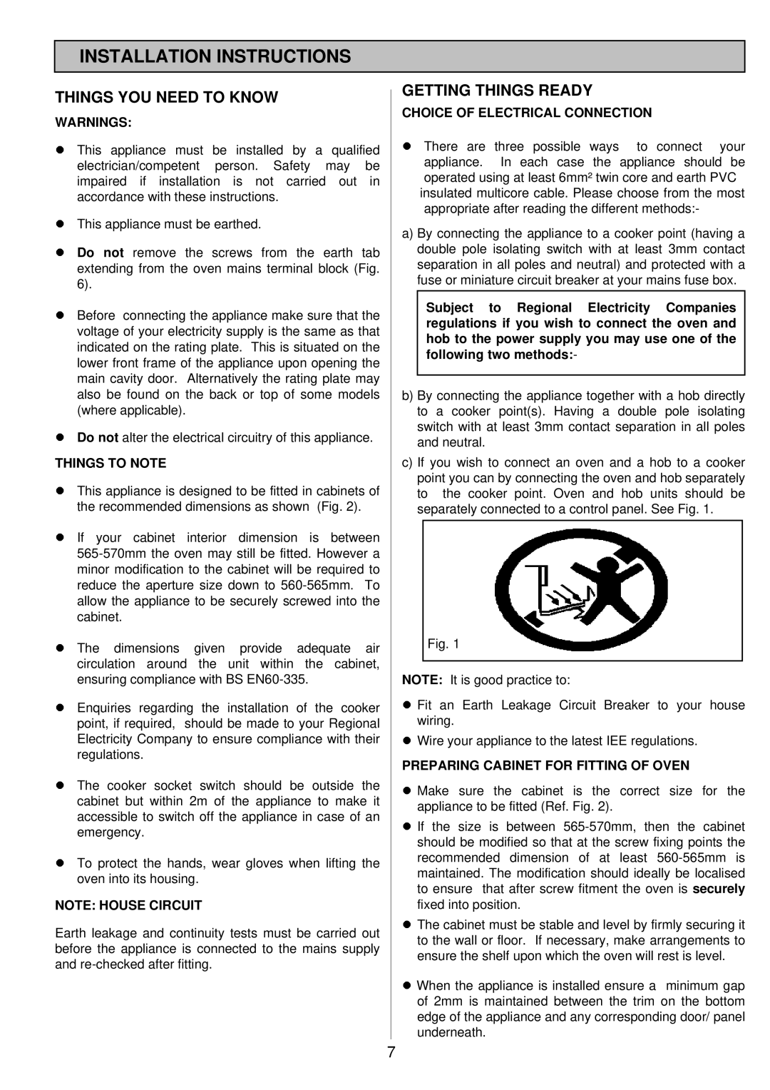 Electrolux EOD983X manual Installation Instructions, Things YOU Need to Know, Getting Things Ready, Things to Note 