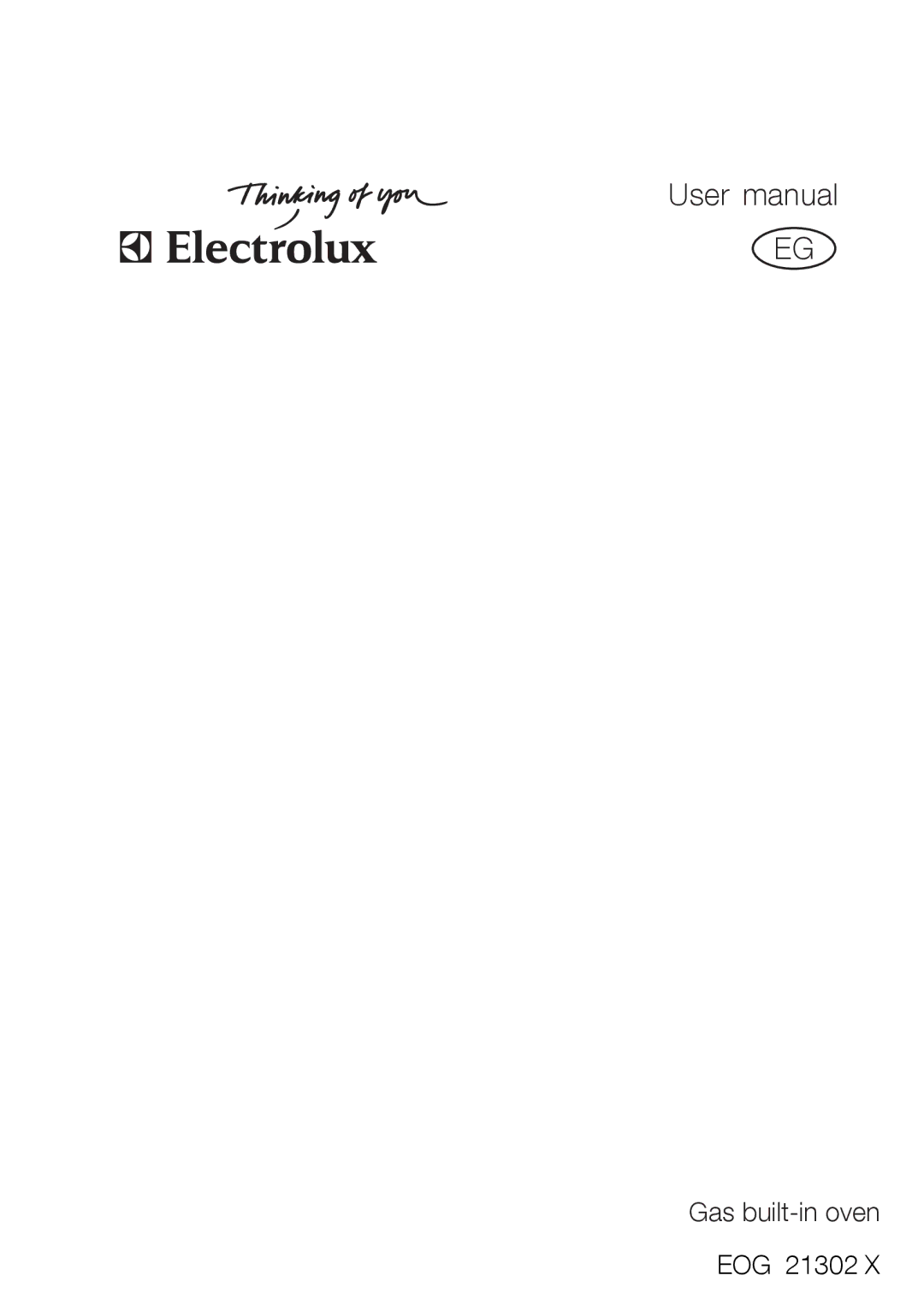 Electrolux EOG 21302 X user manual Gas built-in oven 