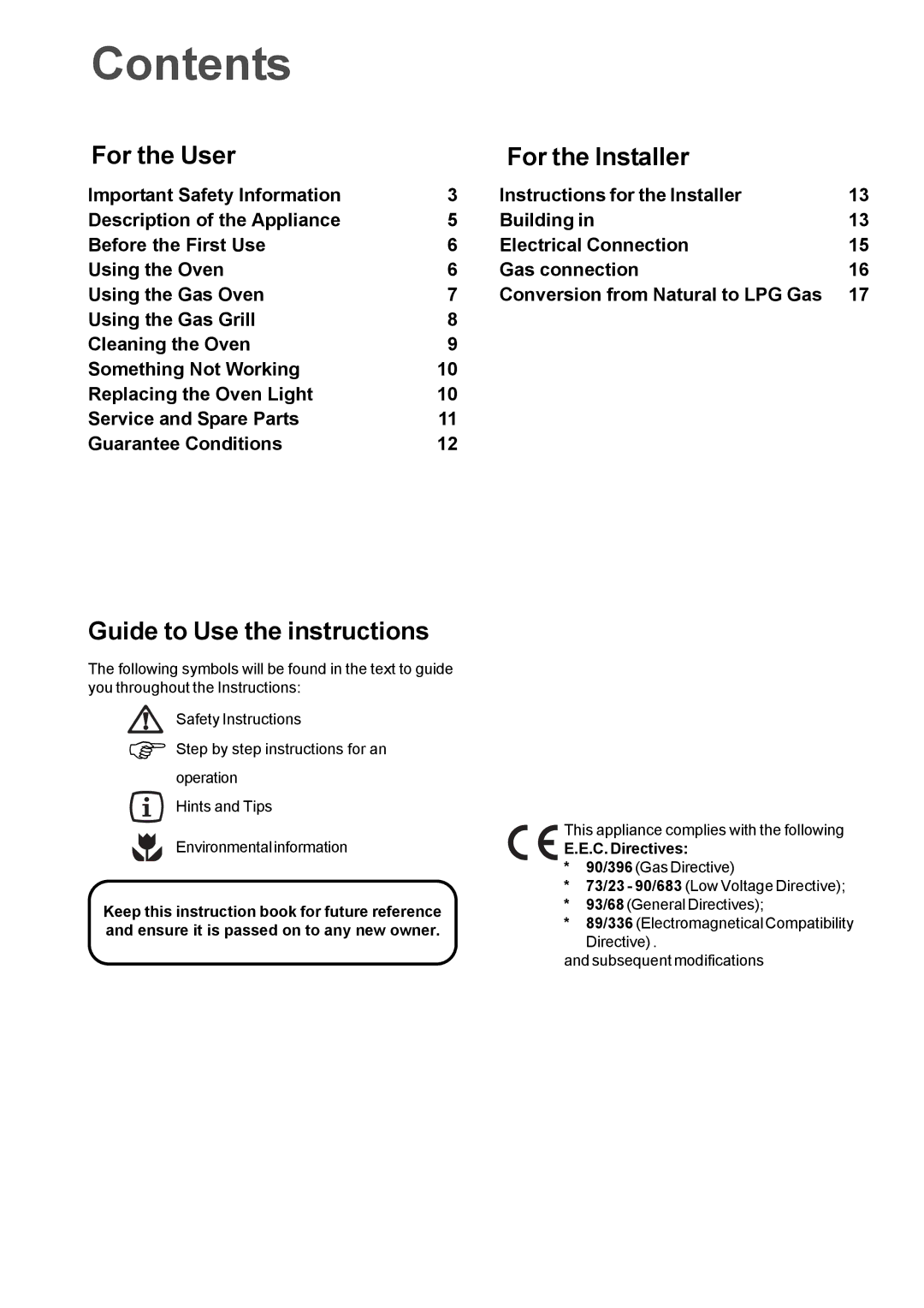 Electrolux EOG 6000 manual Contents 