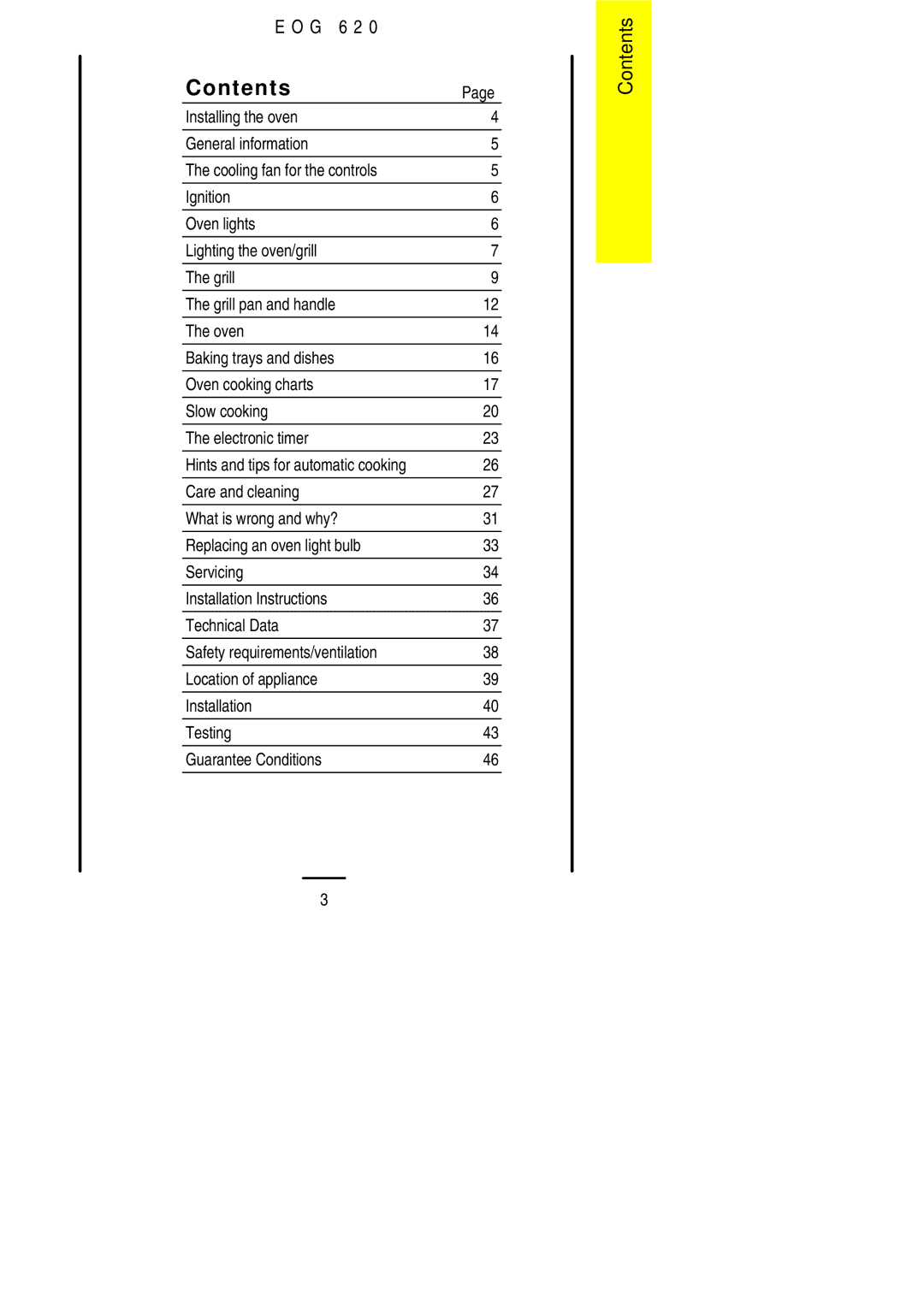 Electrolux EOG 620 manual Contents 