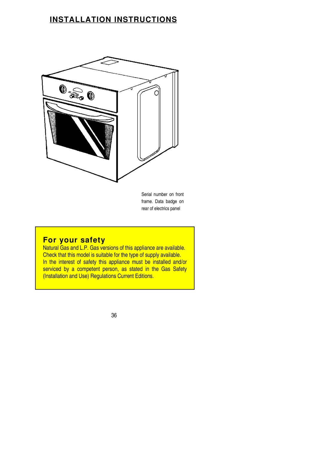 Electrolux EOG 620 manual Installation Instructions 