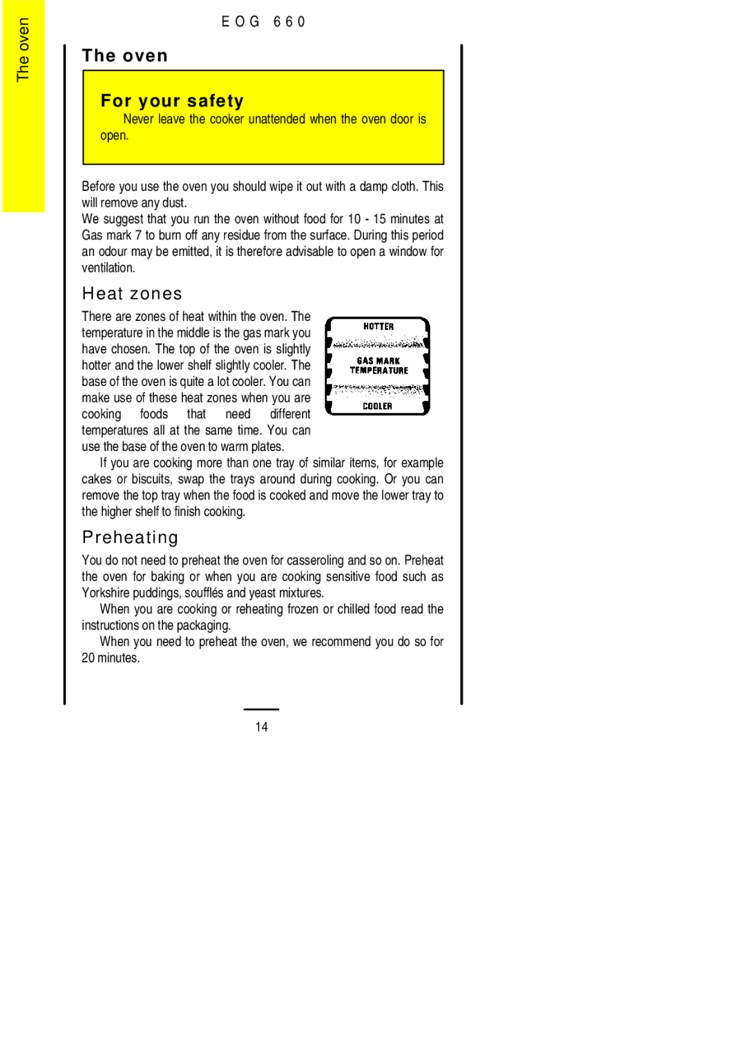 Electrolux EOG 660 manual Oven For your safety, Heat zones 