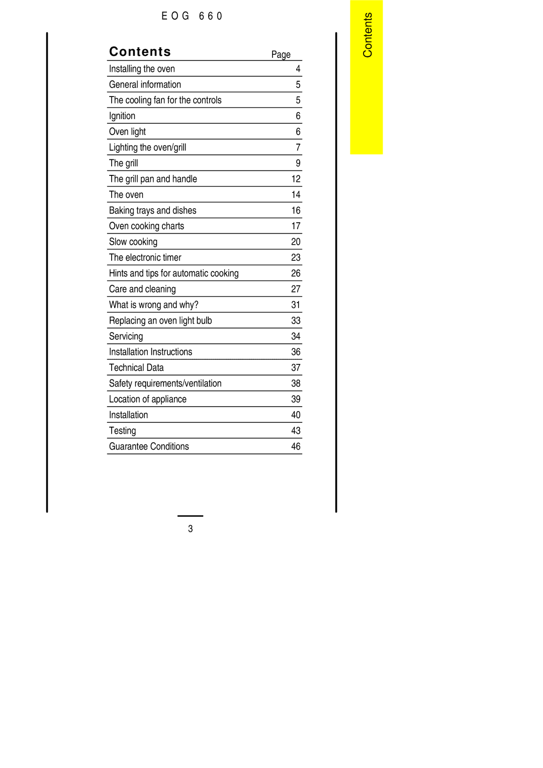 Electrolux EOG 660 manual Contents 