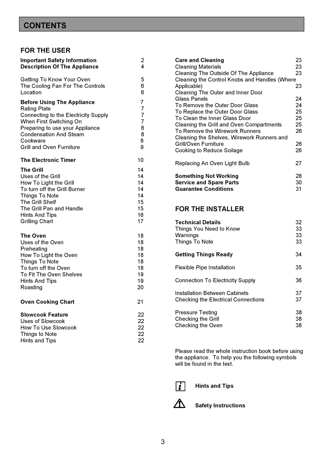 Electrolux EOG 7330 manual Contents 