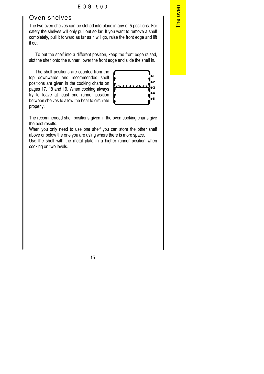 Electrolux EOG 900 manual Oven shelves 