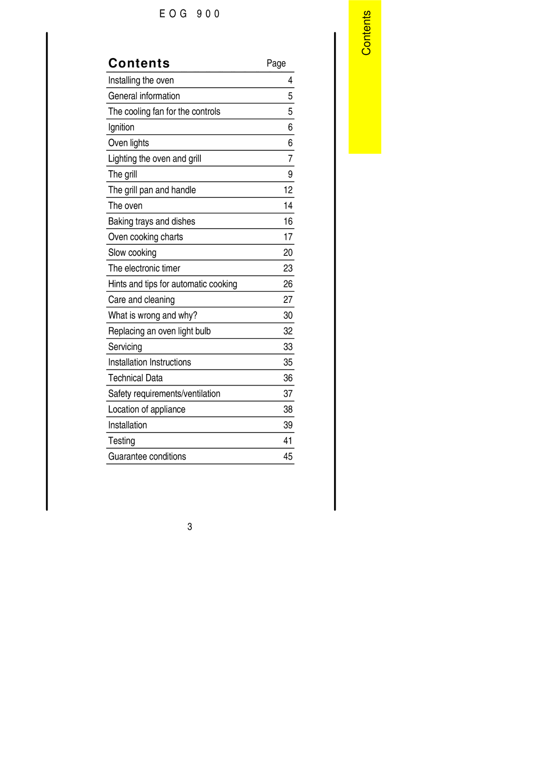 Electrolux EOG 900 manual Contents 