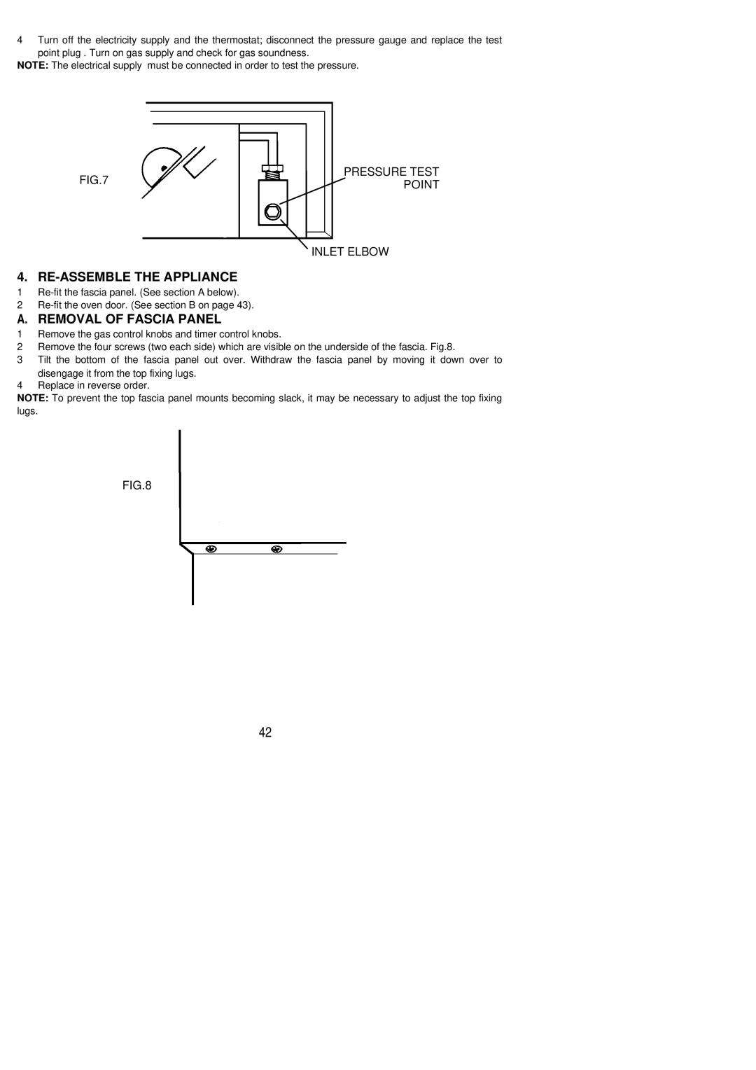 Electrolux EOG 900 manual RE-ASSEMBLE the Appliance, Removal of Fascia Panel 