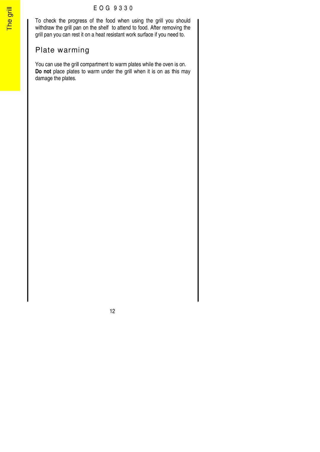 Electrolux EOG9330 manual Plate warming 