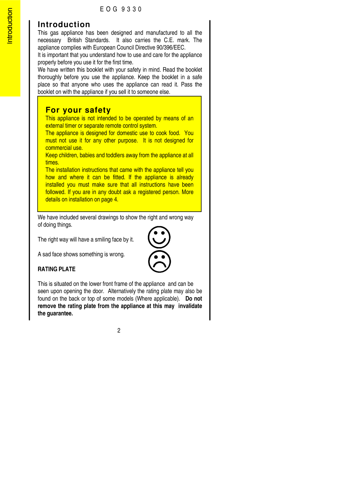 Electrolux EOG9330 manual Introduction, For your safety, G 9 3 3 