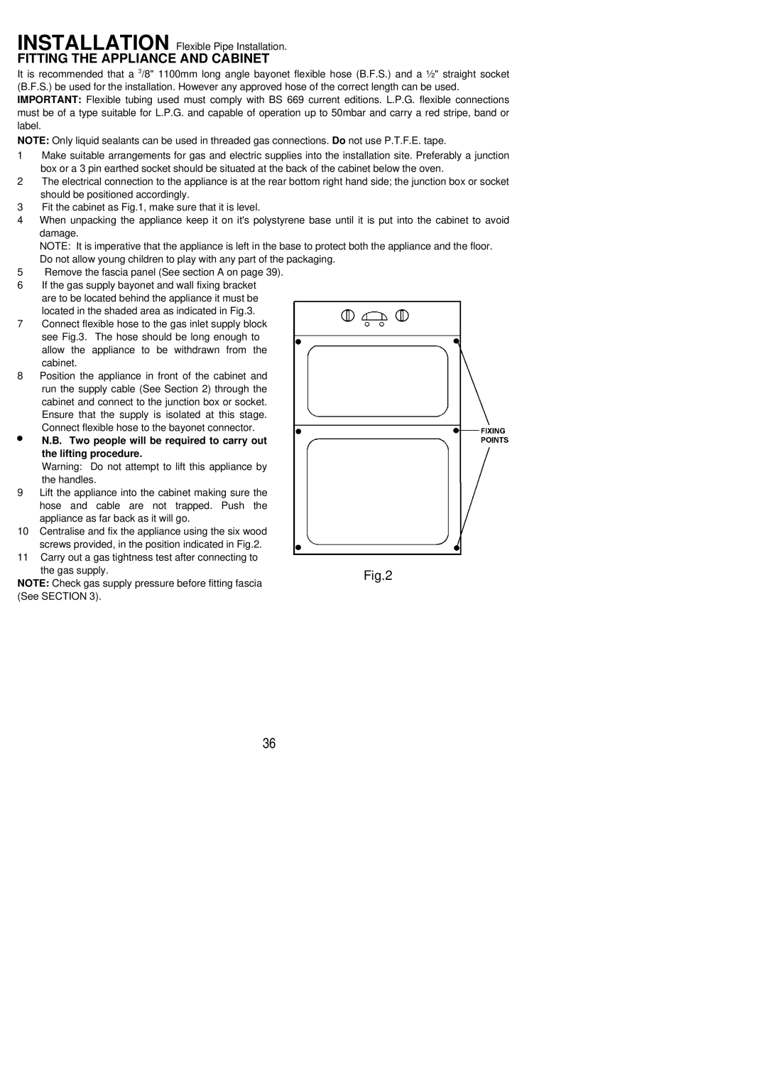 Electrolux EOG9330 manual Fitting the Appliance and Cabinet 