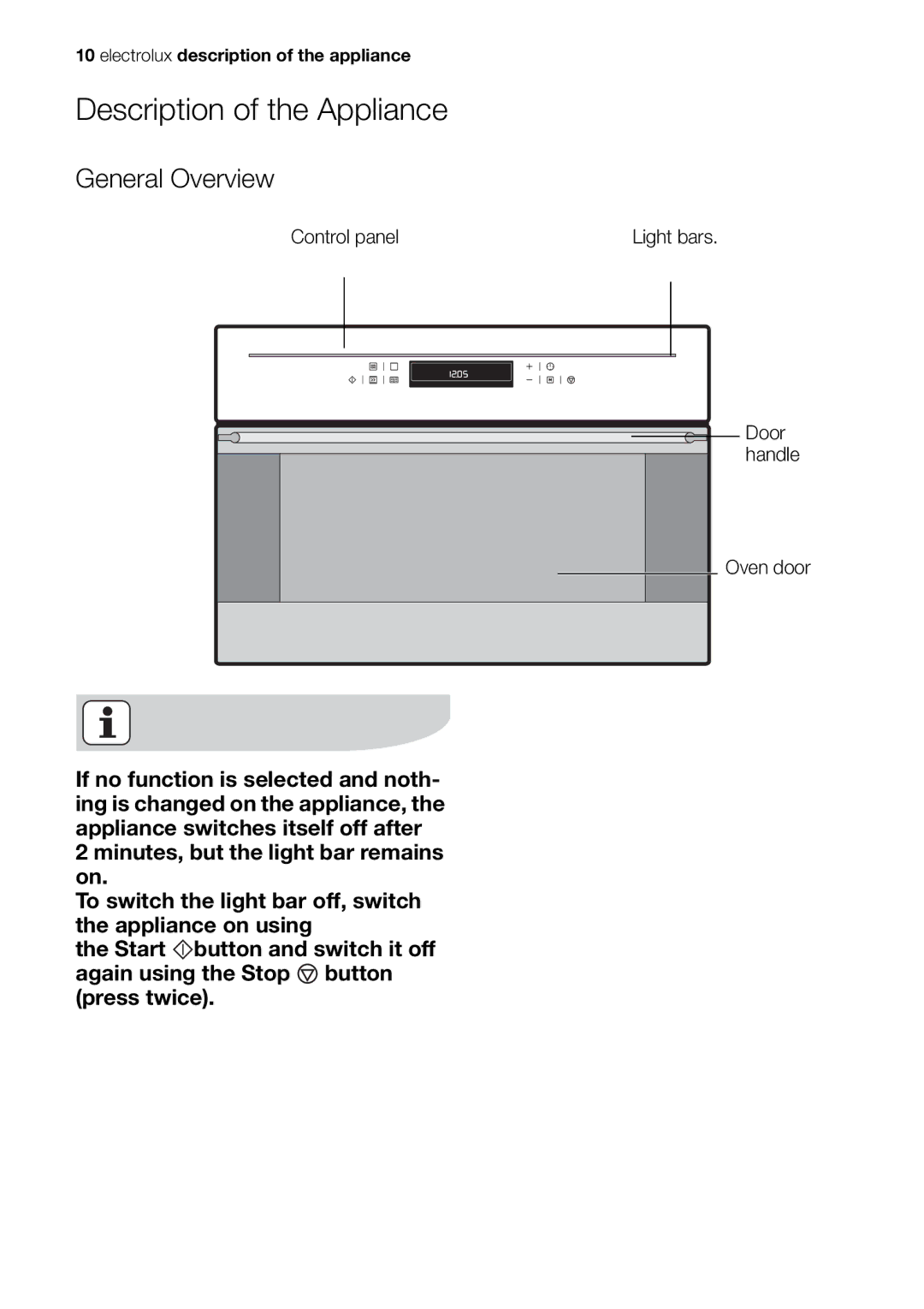 Electrolux EOK86030 user manual Description of the Appliance, General Overview 