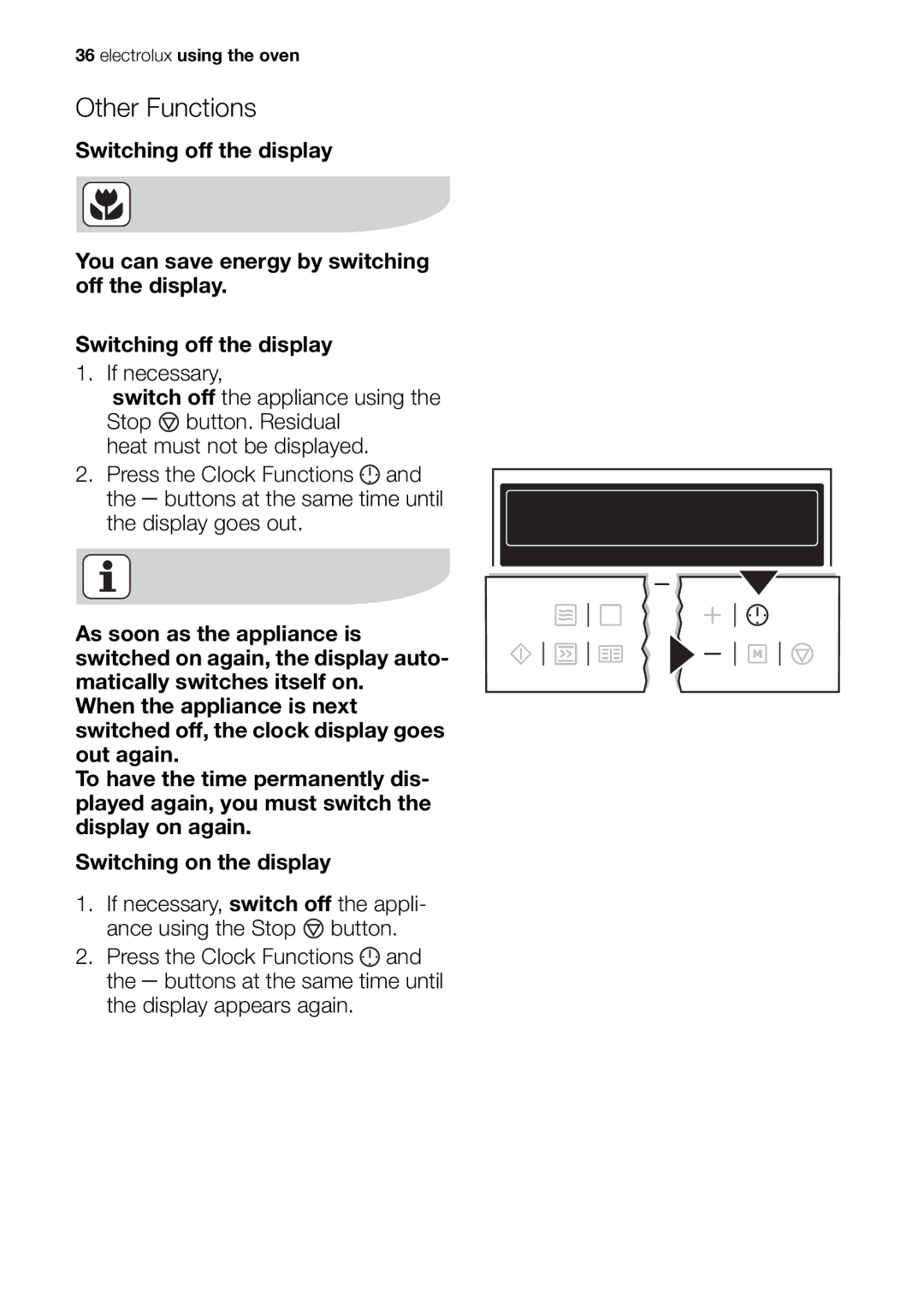 Electrolux EOK86030 user manual Other Functions 