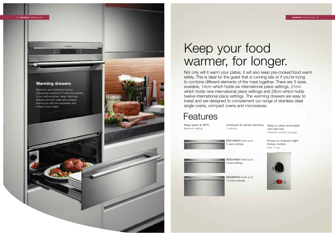 Electrolux EOK96030 manual Keep your food warmer, for longer 