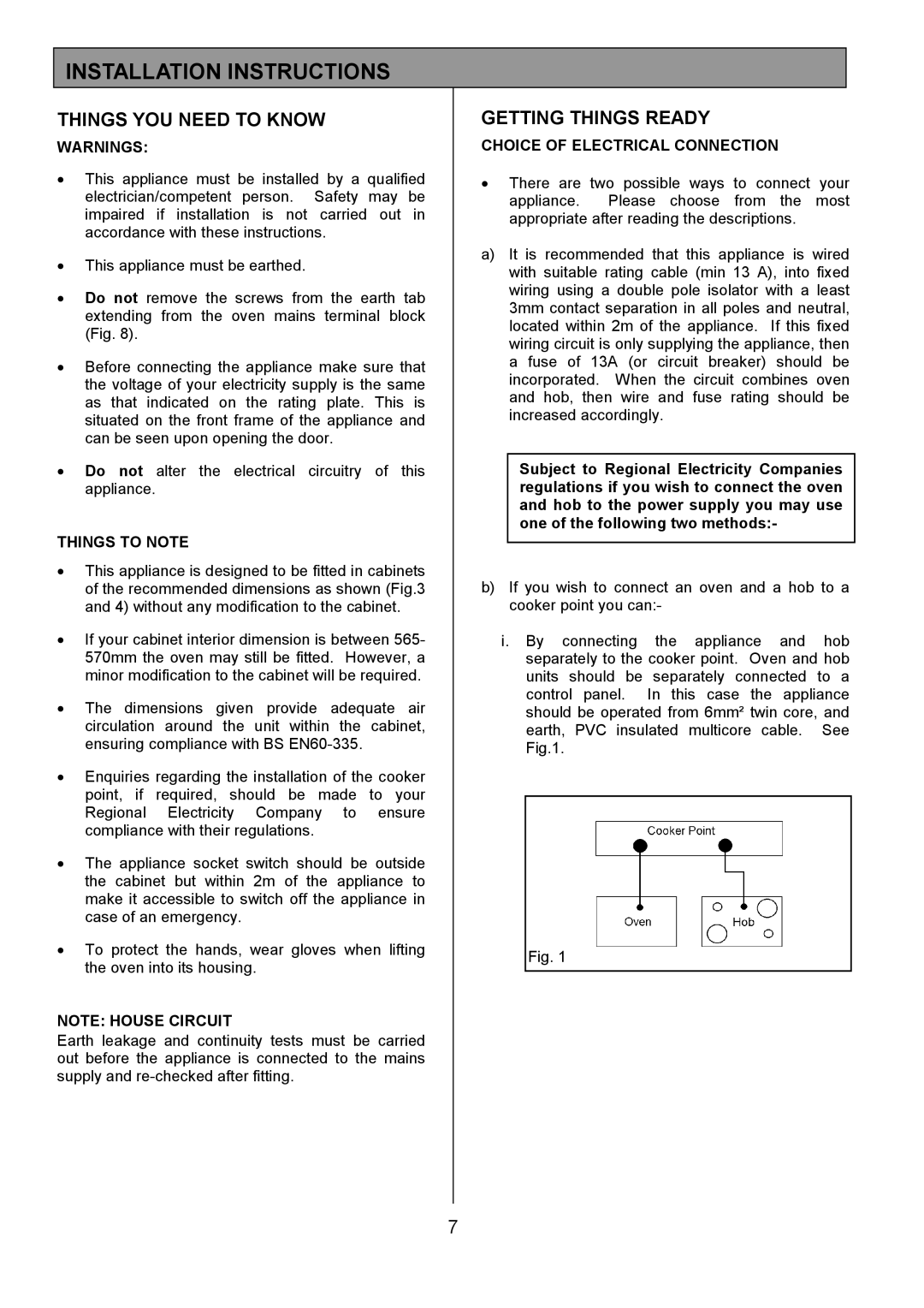 Electrolux 5330R, EOS 5330L manual Installation Instructions, Things YOU Need to Know, Getting Things Ready, Things to Note 