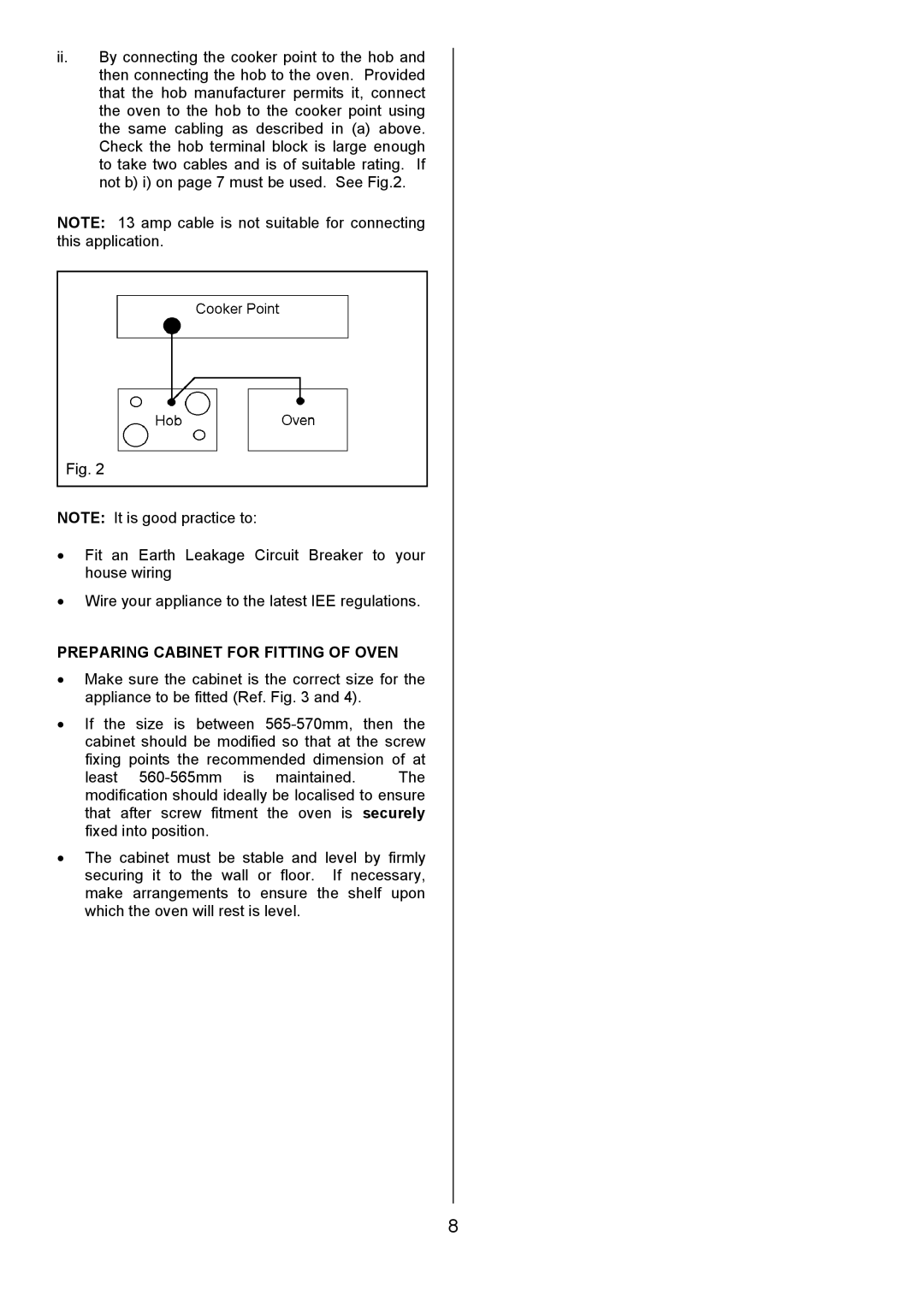 Electrolux EOS 5330L, 5330R manual Preparing Cabinet for Fitting of Oven 