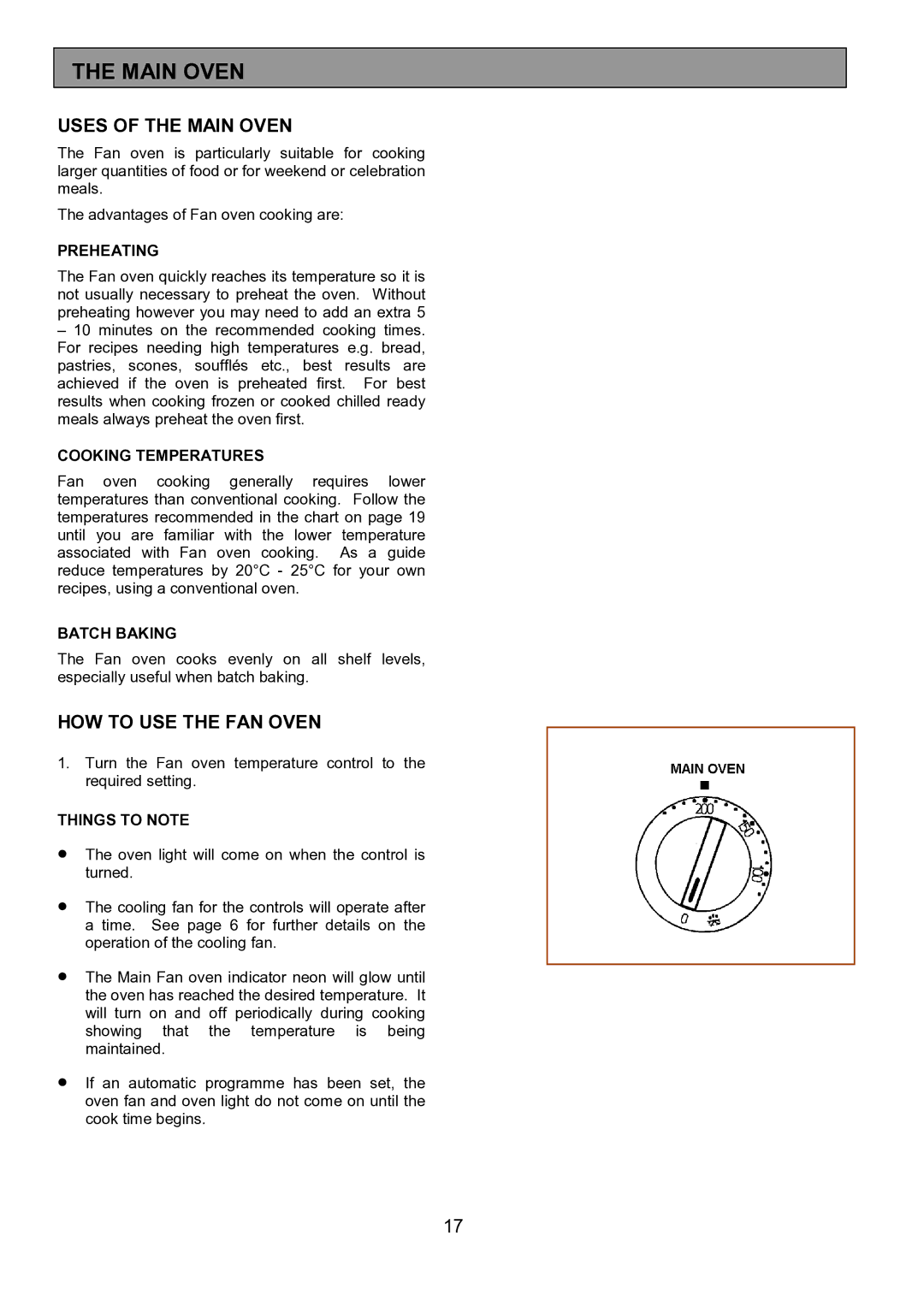 Electrolux EOU 5330 manual Uses of the Main Oven, HOW to USE the FAN Oven 