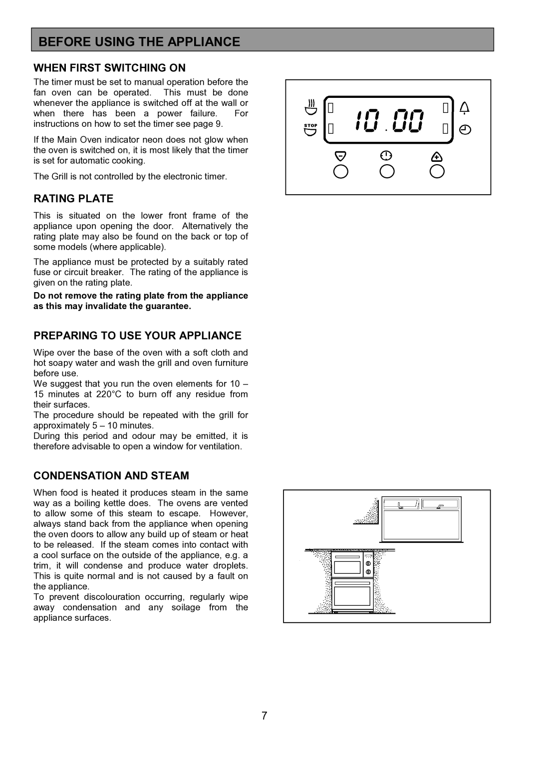 Electrolux EOU 5330 Before Using the Appliance, When First Switching on, Rating Plate, Preparing to USE Your Appliance 