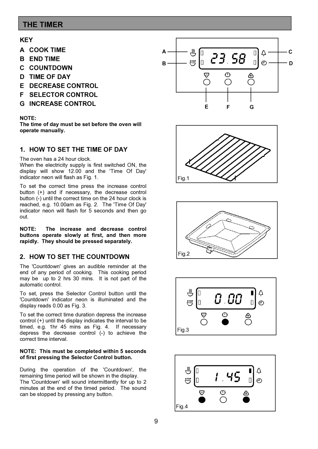 Electrolux EOU 5330 manual Timer, HOW to SET the Time of DAY, HOW to SET the Countdown 