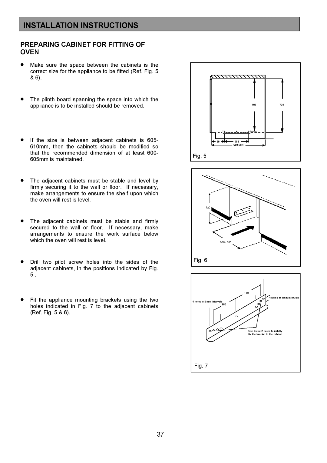 Electrolux EOU 6330 manual Preparing Cabinet for Fitting of Oven 