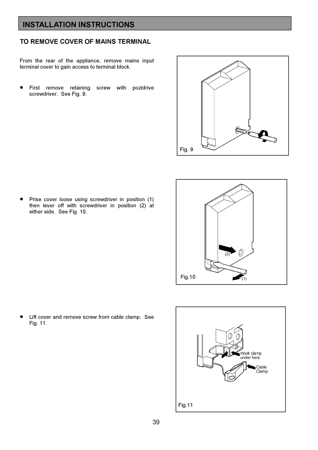 Electrolux EOU 6330 manual To Remove Cover of Mains Terminal 