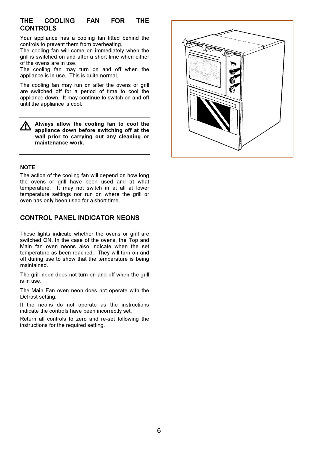 Electrolux EOU 6330 manual Cooling FAN for the Controls, Control Panel Indicator Neons 