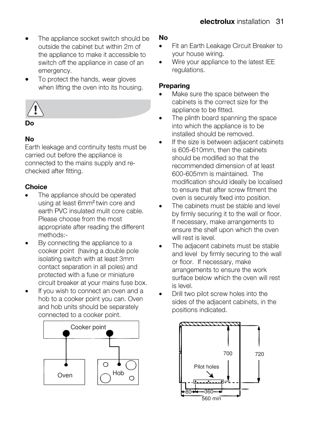 Electrolux EOU43002 user manual Electroluxinstallation31, Wearglves 