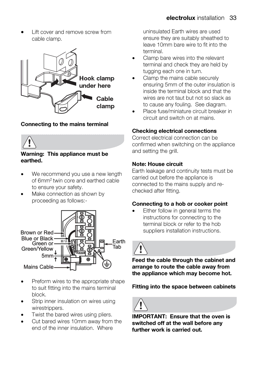 Electrolux EOU43002 user manual Electroluxinstallation33, Arrangeappliance routewhichmay thecableawaycome fromhot 