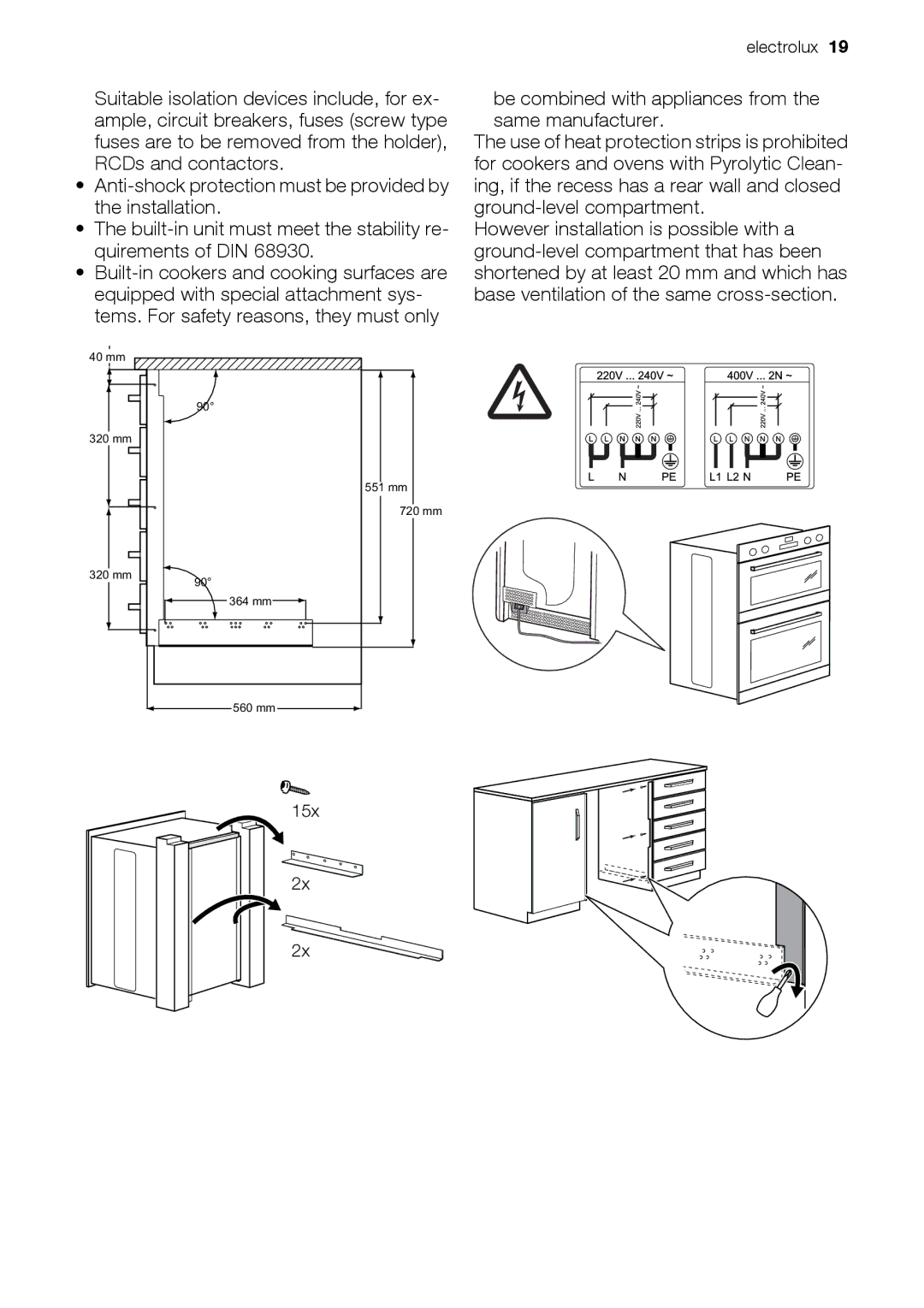 Electrolux EOU43003 user manual Be combined with appliances from the same manufacturer 