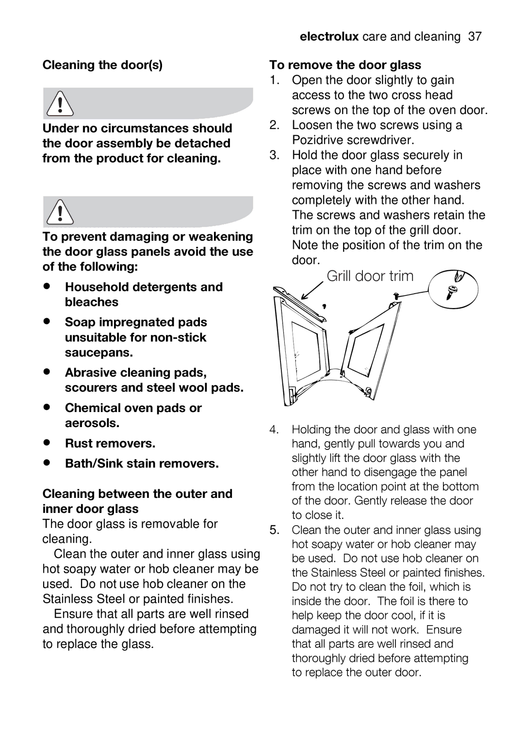 Electrolux EOU63102 user manual Undernocircmstanesshould, BleachesHouseholddetergentsand 