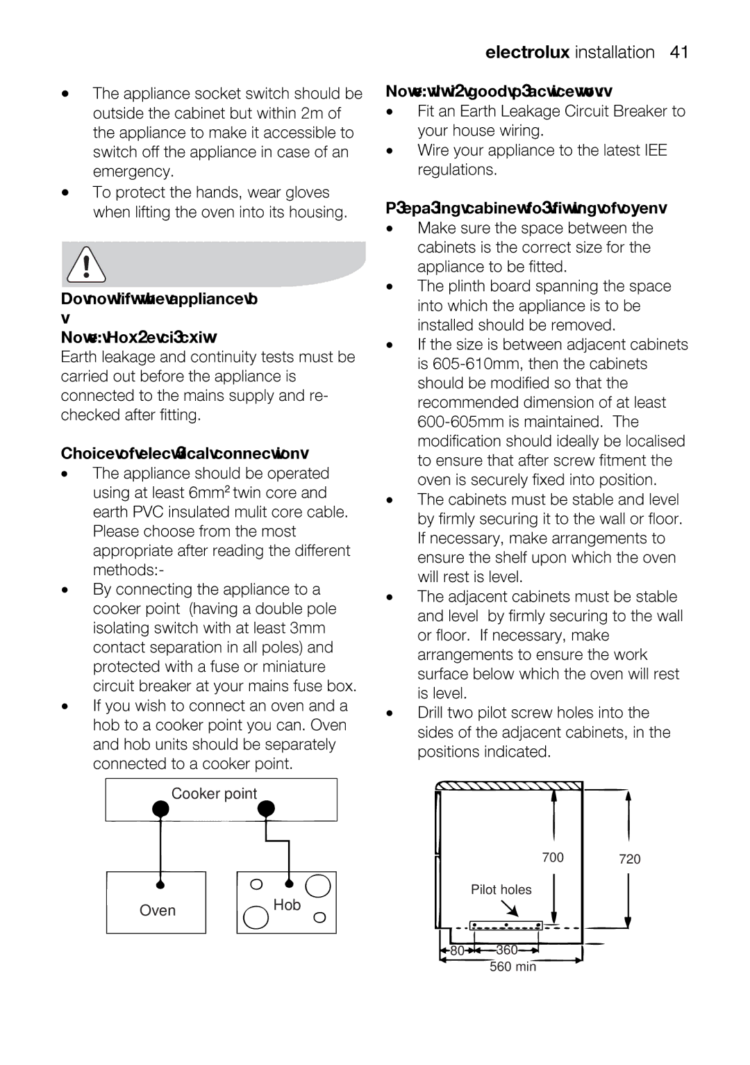 Electrolux EOU63102 user manual Electroluxinstallation41, Wearglves 