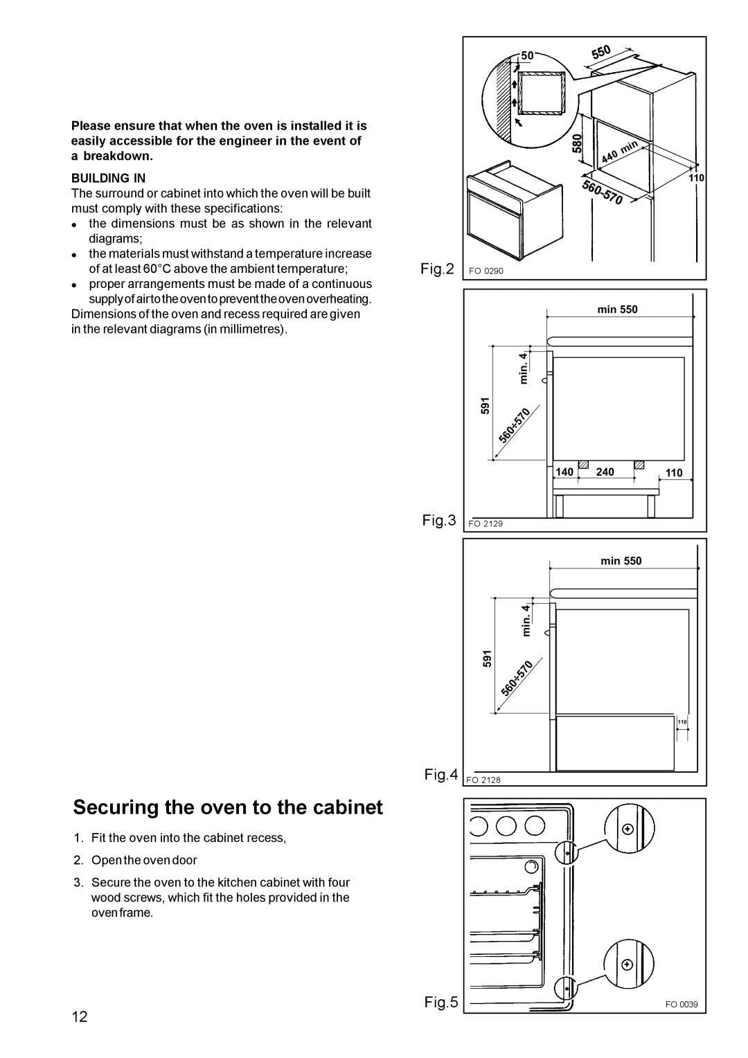 Electrolux EPSOG manual Securing the oven to the cabinet, Building 